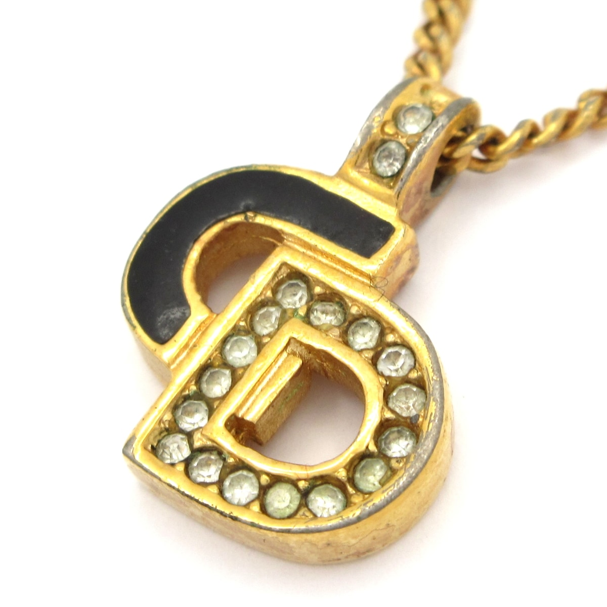 Christian Dior Necklace Gold Black Clear